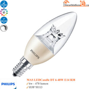 Bóng Đèn Nến Philips Mas LedCandle 6w E14 B38 Dim