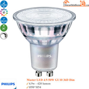 Bóng đèn Philips Master LED 4.9-50W GU10 36D Dim