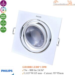Đèn Spotlight Âm Trần Philips GD100B LED8 D90 WH