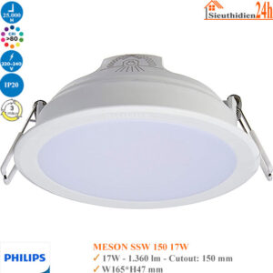 Đèn Led Âm Trần Đổi Màu Philips MESON SSW 150 17W WH