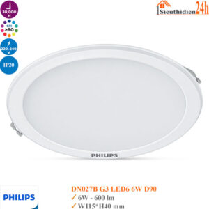 Đèn Led Âm Trần 6w Philips DN027B G3 LED6 D90
