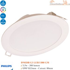 Đèn Led âm trần Philips DN020B G3 Led3 3.5w D80 GM