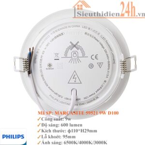 Đèn led downlight âm trần 9w Philips 59521