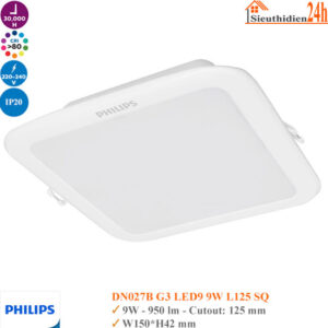 Đèn Led Âm Trần Vuông Philips DN027B G3 LED9 9W D125 SQ