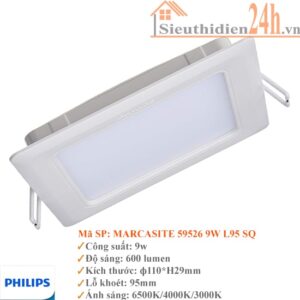 Đèn Led Vuông Âm Trần 9w Philips 59526 Marcasite