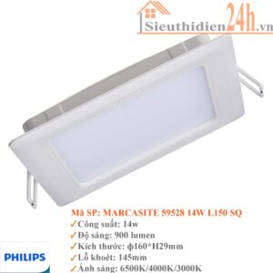 Đèn Led vuông âm trần 14w Philips 59528 Marcasite