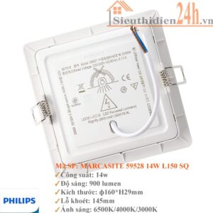 Đèn Led vuông âm trần 14w Philips 59528 Marcasite