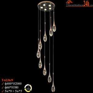 Đèn thả pha lê Euroto T-6236/9