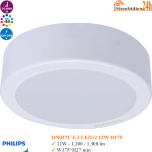 Đèn Ốp Trần Philips 12w DN027C G3 LED12 D175
