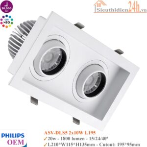 Đèn Spotlight âm trần Philips OEM ASV-DLS5 2x10w