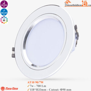 Đèn LED âm trần Downlight Rạng Đông AT10 90/7W Viền Bạc