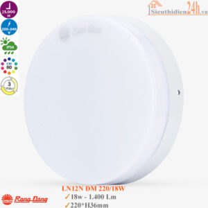 Đèn Ốp Trần Đổi Màu Rạng Đông LN12N ĐM 220/18W