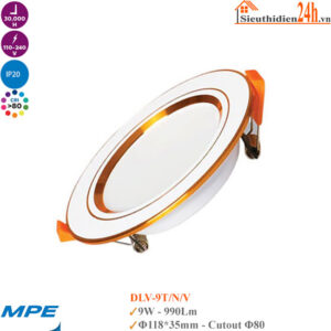 Đèn LED âm trần Downlight Viền Vàng MPE Seri DLV-9T/9N/9V