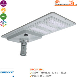 Đèn Đường Led Năng Lượng Mặt Trời Paragon PSOSA180L 180W