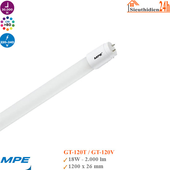 Đèn Tuýp Led 1m2 MPE GT-120 18w