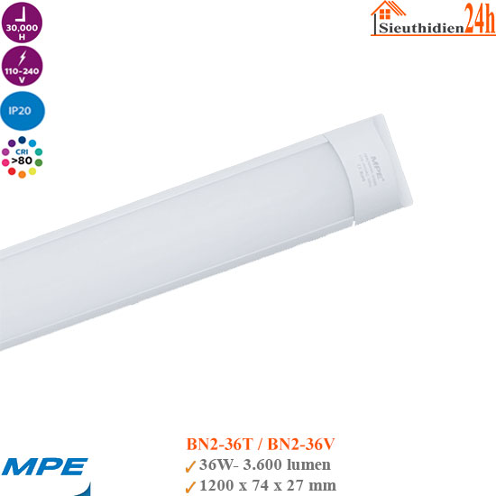 Đèn Led Bán Nguyệt 1m2 MPE 36W BN2-36