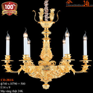 Đèn Chùm Đồng Mạ Vàng 24k Euroto CD-381/6