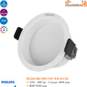 Đèn Led Âm Trần Philips 11w DL260 RD D90 WH GM