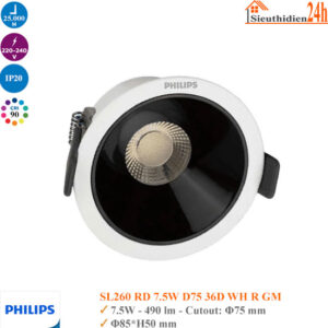 Đèn Spotlight Âm Trần Philips SL260 RD 7.5W D75 36D WH R GM