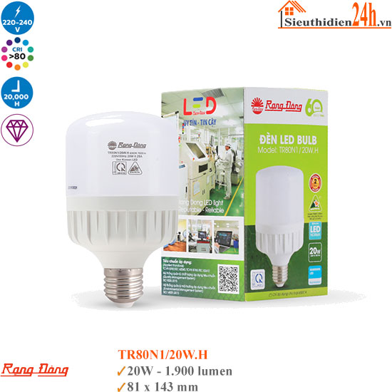 Bóng Đèn Led Rạng Đông TR80N1/20W.H20w