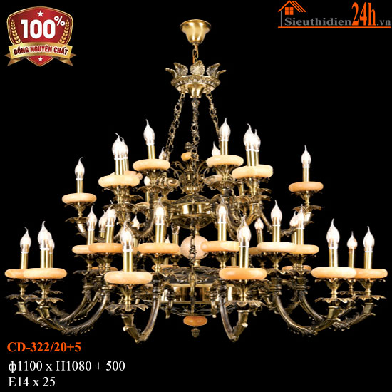 Đèn Chùm Đồng Cổ Điển Euroto CD-322/20+5