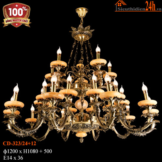 Đèn Chùm Đồng Cổ Điển Euroto CD-323/24+12