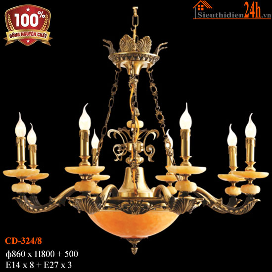 Đèn Chùm Đồng Cổ Điển Euroto CD-324/8