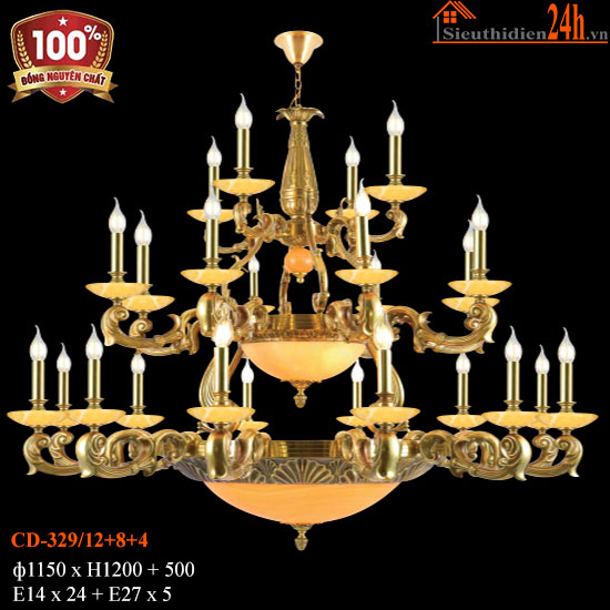 Đèn Chùm Đồng Cổ Điển Euroto CD-329/12+8+4