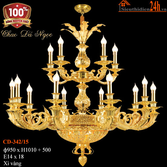 Đèn Chùm Đồng Cổ Điển Euroto CD-342/15