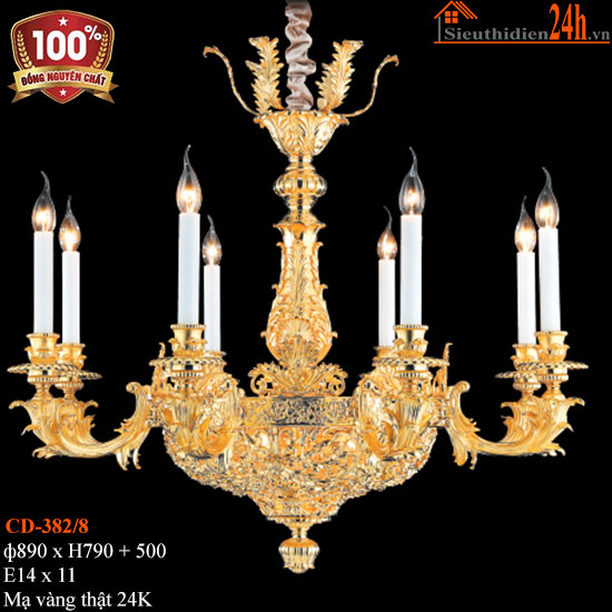 Đèn Chùm Đồng Mạ Vàng 24k Euroto CD-382/8