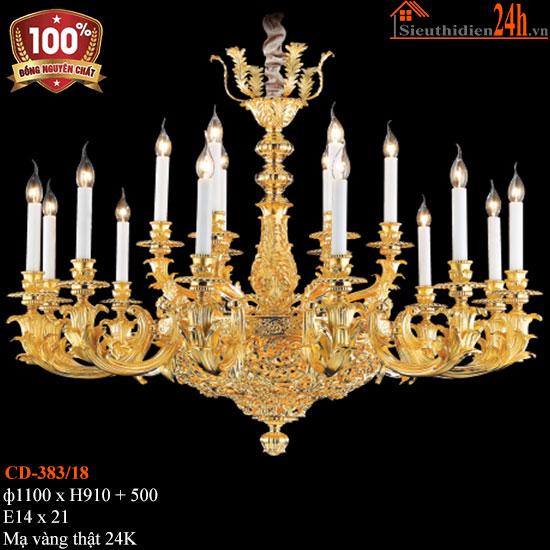 Đèn Chùm Đồng Mạ Vàng 24k Euroto CD-383/18