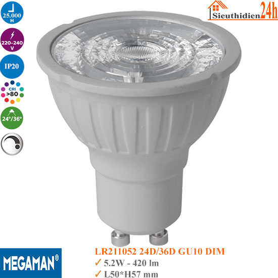 Bóng Đèn Led Megaman LR211052 5.2w GU10 DIM