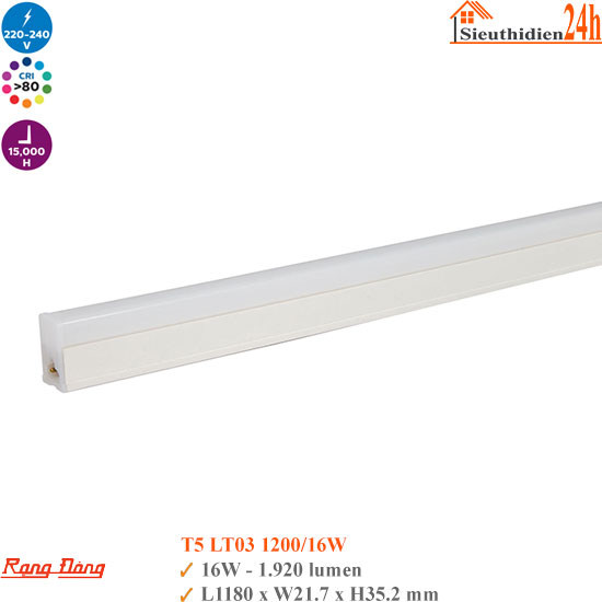 Bộ Đèn Led T5 Rạng Đông LT03 1200/16W