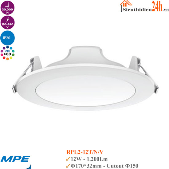 Đèn LED Âm Trần MPE Seri RPL2-12W