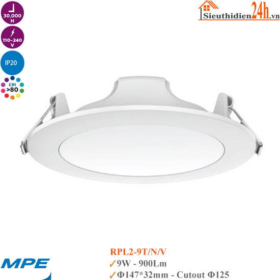 Đèn LED Âm Trần MPE Seri RPL2-9W