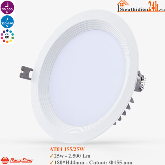 Đèn Led Âm Trần Rạng Đông AT04 155/25W