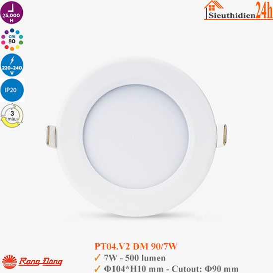 Đèn Led Âm Trần Rạng Đông PT04.V2 90/7W