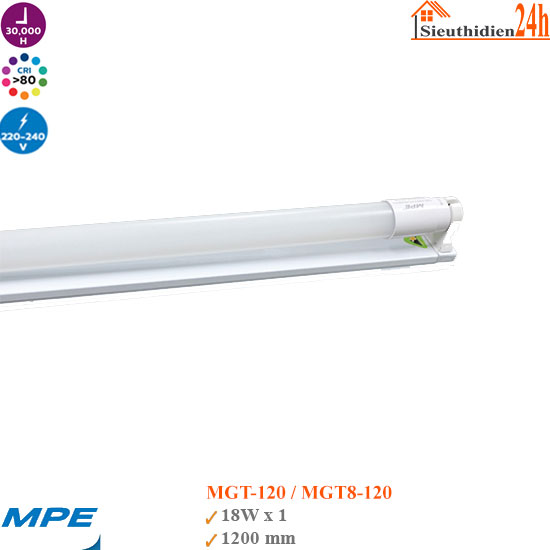 Bộ Đèn Led Tuýp MPE MGT8-120 18w