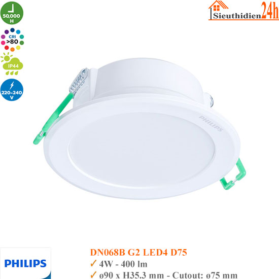 Đèn Led Âm Trần Philips DN068B G2 LED4 4w D75