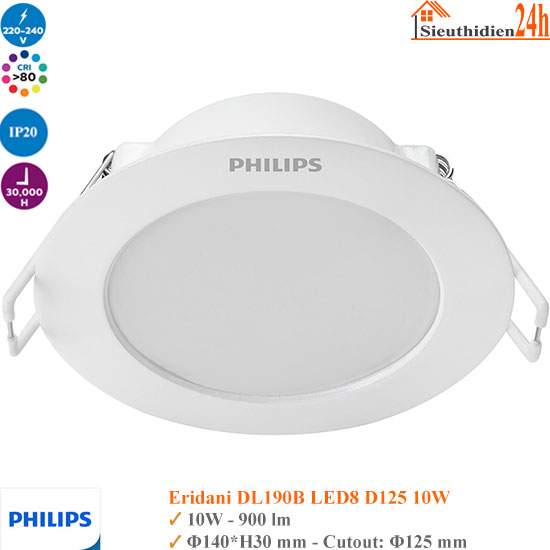 Đèn Led Âm Trần Philips Eridani DL190B LED8 D125 10w