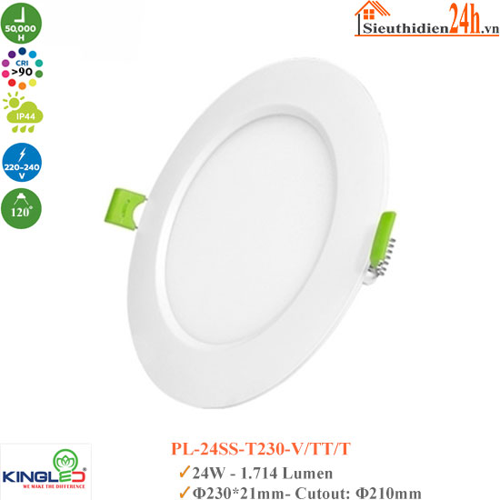 Đèn Led Âm Trần Siêu Mỏng KingLed Pearl PL-24SS-T230 24W