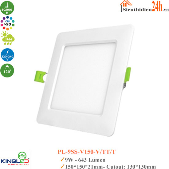 Đèn Âm Trần Vuông KingLed Pearl PL-9SS-V150 9W