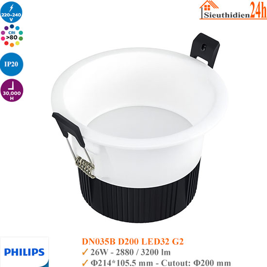 Đèn Led Âm Trần Philips DN035B D200 Led32 G2 26w