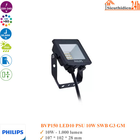 Đèn Pha Led Philips BVP150 G3 LED10 10W