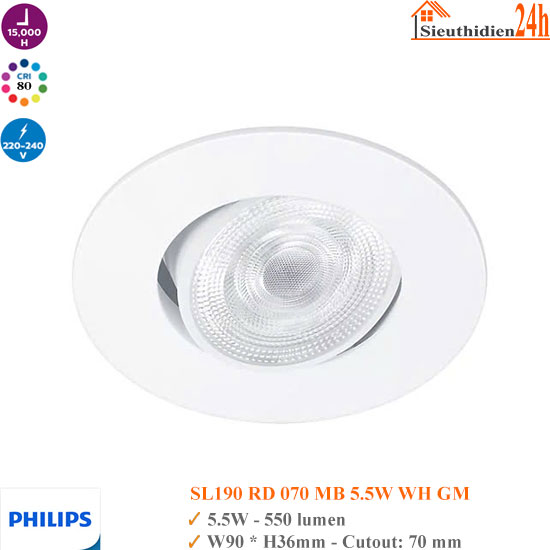 Đèn Spotlight Âm Trần Philips SL190 5.5W D70