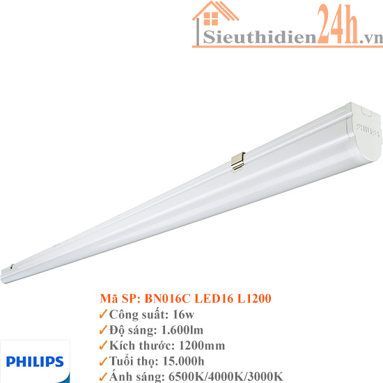 Bộ Đèn Tuýp T8 Philips BN016C 16W L1200