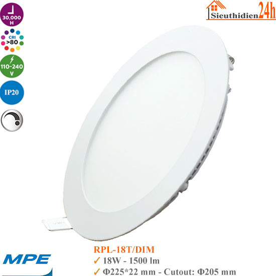 Đèn LED Âm Trần MPE RPL-18W DIM