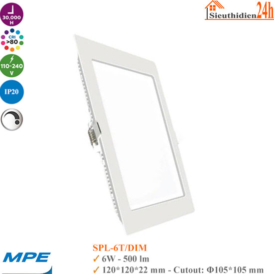 Đèn LED Âm Trần Vuông MPE SPL-6W DIM