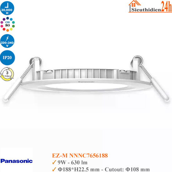 Đèn Led Âm Trần 3 Màu Panasonic EZ-M NNNC7656188 9W