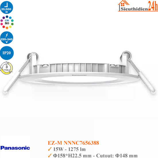 Đèn Led Âm Trần 3 Màu Panasonic EZ-M NNNC7656388 15W